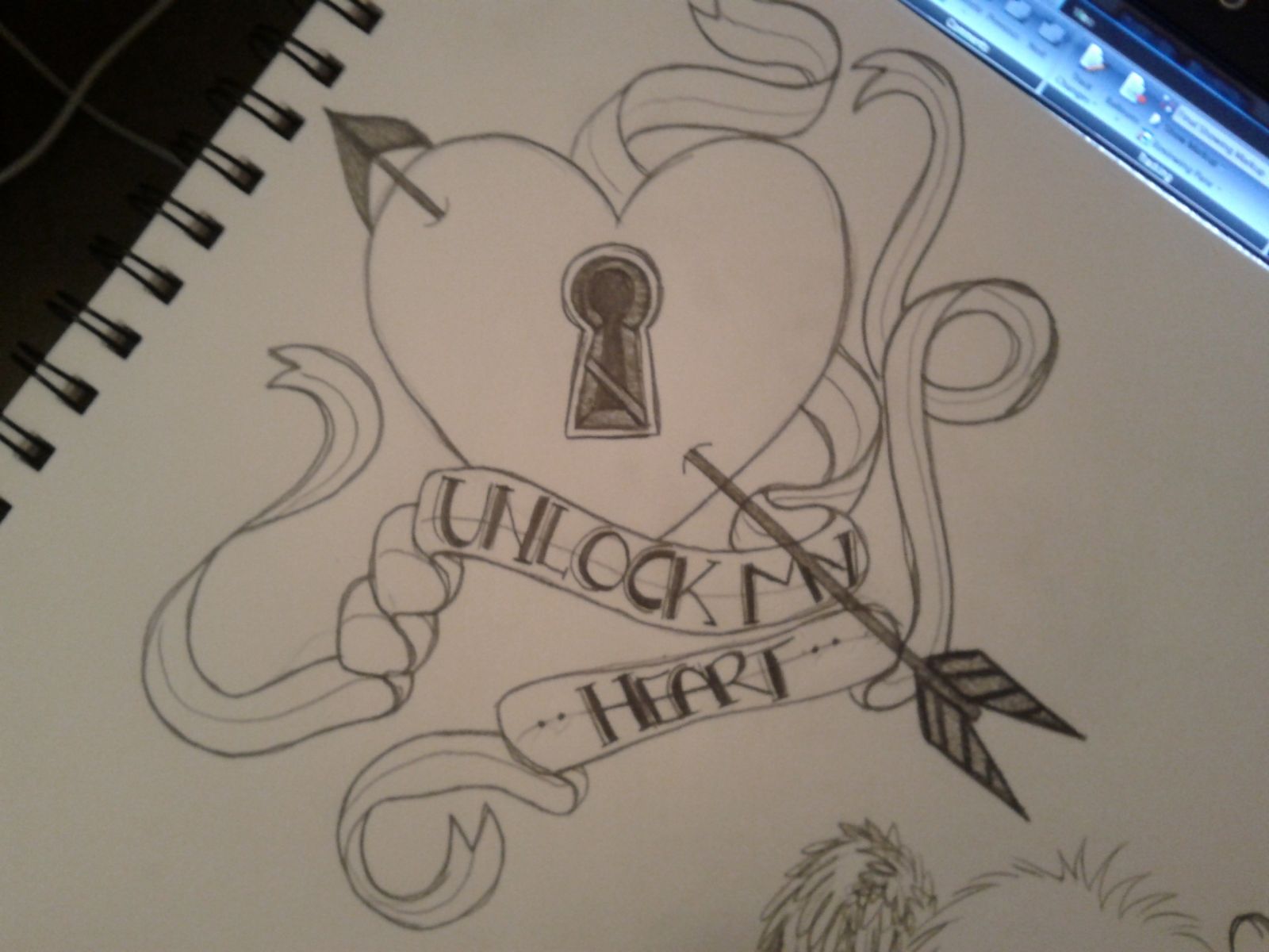 heart lock tatt design