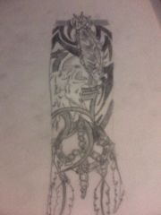 tribal indian and wolf tattoo design