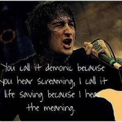 You call it demonic because you hear the screaming, I call it life saving because i hear the meaning.
