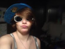 me in my cookie monster hat being bored