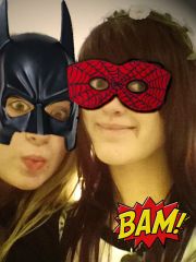 What happenes when i get left alone in Art :3 Beth and collette A.K.A Spiderman and Batman x)