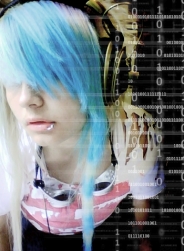 Emo Girl with blue hair